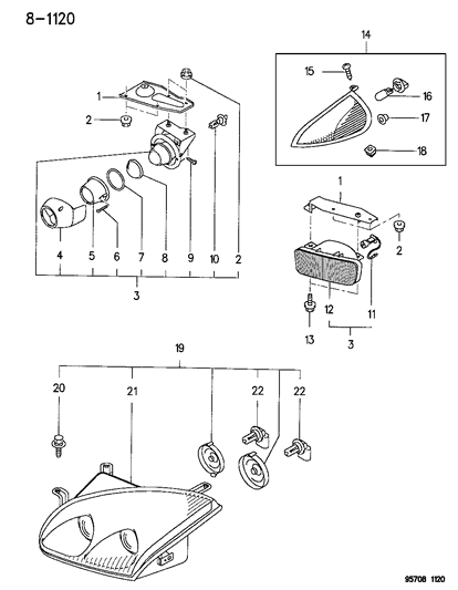 1996 Dodge Stealth Lamps - Front Exterior Diagram