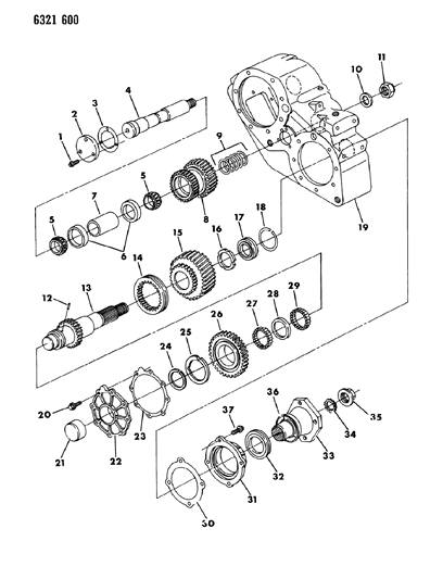 1987 Dodge D150 Case, Transfer, Shafts And Gears Diagram 1 - Thumbnail