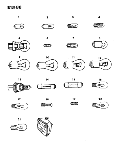 1990 Chrysler New Yorker Base Model Bulb Cross Reference Diagram