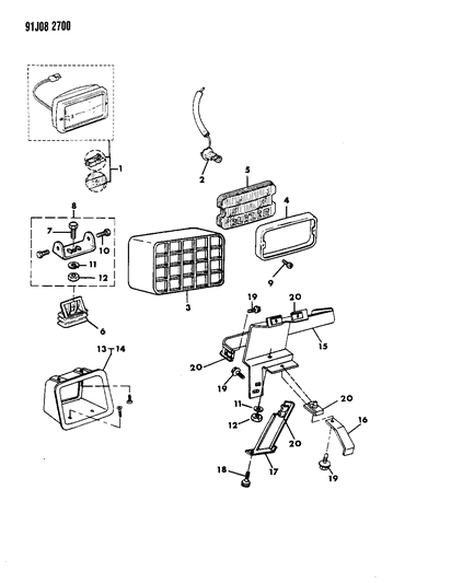 1991 Jeep Wrangler Lamps - Fog Diagram 1 - Thumbnail