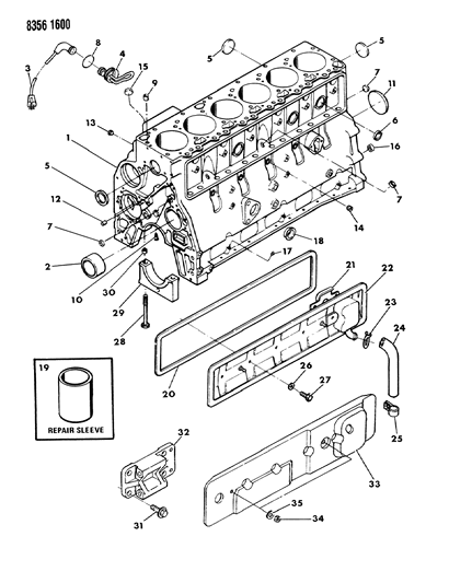1989 Dodge D150 Cylinder Block Diagram 2 - Thumbnail