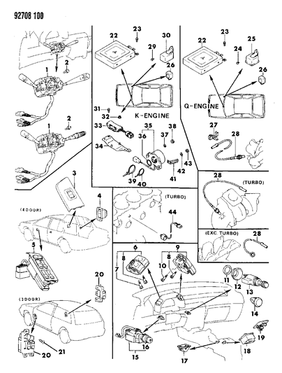 1992 Dodge Colt Relay, Engine Electronic Control Q Engine (Stamp #E8T-06875) Diagram for MD145975
