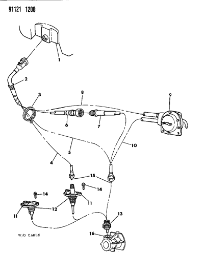 1991 Chrysler LeBaron GTC Cables And Pinion, Speedometer of Manual Transmission Diagram