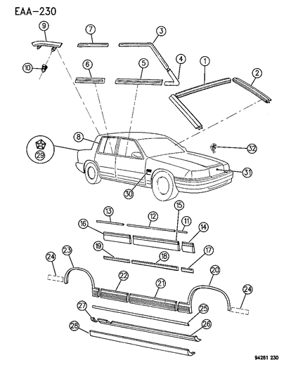 1994 Chrysler LeBaron Emblem Diagram for 4630238