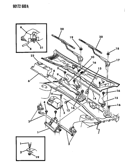 1990 Chrysler LeBaron Sedan Windshield Wiper & Washer System Diagram