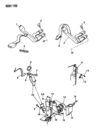 1990 Dodge D250 Belt, Buckle Half Inner Right, Front Passenger Side Diagram for L686JS8