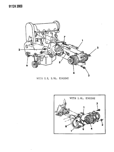 1991 Chrysler LeBaron GTC A/C Compressor Mounting Diagram