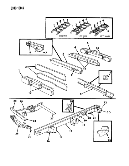 1988 Dodge Ram Van Bolt Hexagon Head .50-13X1.75 Diagram for 6030846