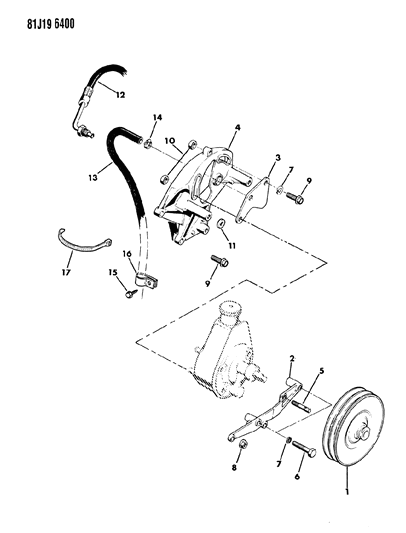 1986 Jeep J20 Pump Mounting - Power Steering Diagram 1 - Thumbnail