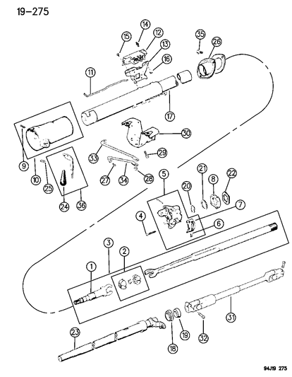 1994 Jeep Cherokee Housing - Steering Column Lower Diagram 1 - Thumbnail