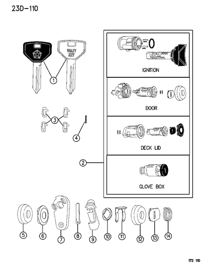 1996 Chrysler Sebring Lever, Rear Diagram for 4723494