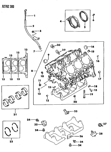 1992 Dodge Stealth Cylinder Block, Rear Diagram for MD125544
