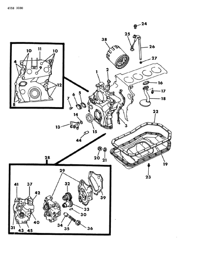 1984 Chrysler New Yorker Oil Pump, Oil Pan, Oil Level Indicator, Timing Cover Diagram