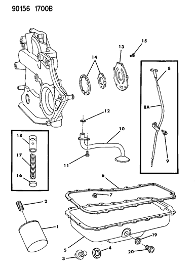 1990 Chrysler New Yorker Base Model Engine Oiling Diagram 2 - Thumbnail