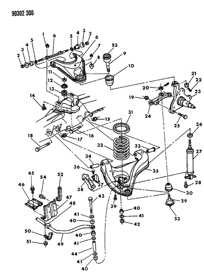 1992 Dodge Dakota Lower Control Arm Front Bushing Diagram for 4322358