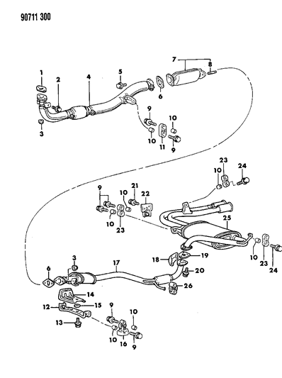 1990 Dodge Colt Exhaust System Diagram 1 - Thumbnail