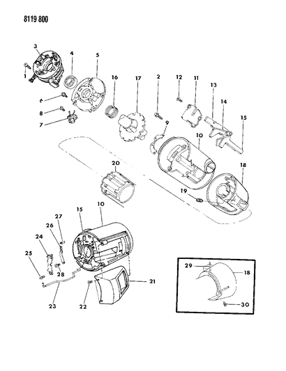 1988 Chrysler New Yorker Base Model Column, Steering, Upper Column Shift, Without Tilt Diagram