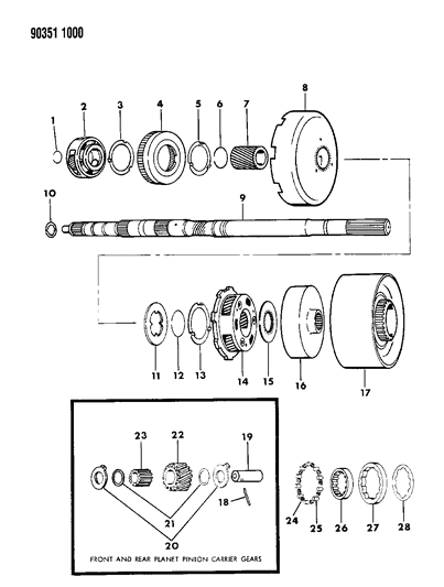 1993 Dodge Ram Wagon Gear Train & Output Shaft Diagram 1 - Thumbnail