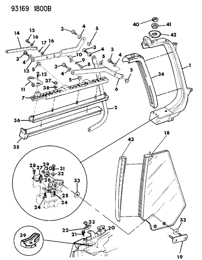 1993 Dodge Shadow Glass - Quarter Window Diagram 2 - Thumbnail