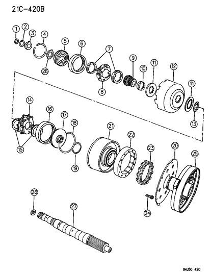 1994 Jeep Grand Cherokee Gear Train & Intermediate Shaft Diagram 1 - Thumbnail