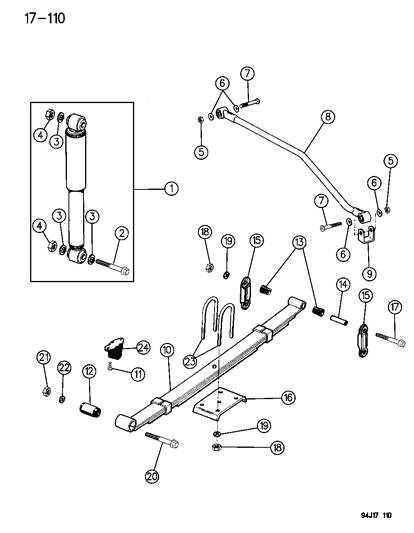 1995 Jeep Wrangler Track Bar Bracket Diagram for 52087976