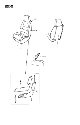 1988 Chrysler LeBaron Base Front Seat Diagram 2 - Thumbnail