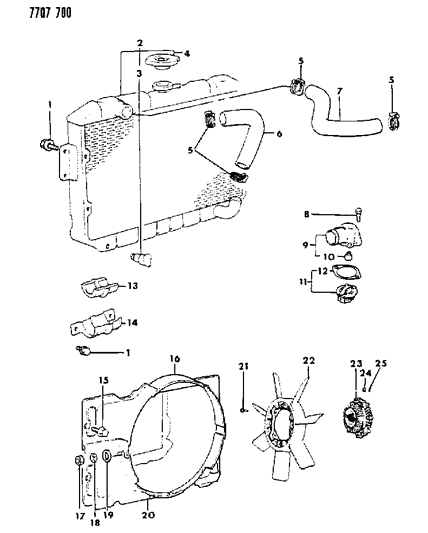 1987 Chrysler Conquest Radiator & Related Parts Diagram 2 - Thumbnail