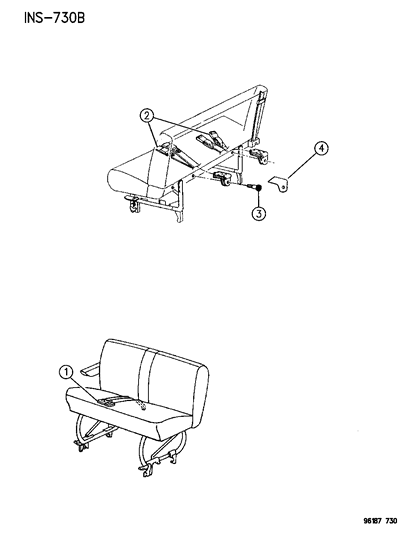 1996 Dodge Grand Caravan Buckle End, Inner Passenger Side Diagram for GP25SJK
