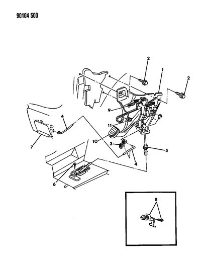 1990 Chrysler LeBaron Sedan Lever - Parking Brake Diagram