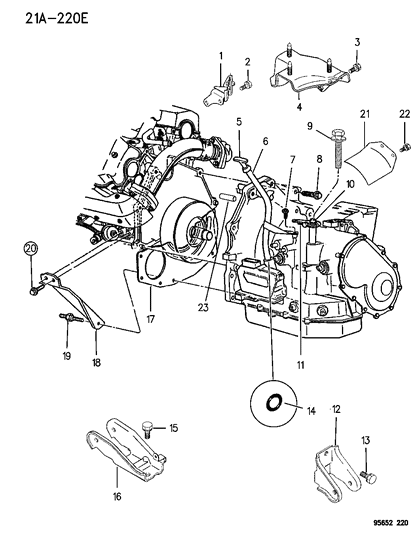 1996 Chrysler Sebring Coupe Transaxle Mounting & Miscellaneous Parts Diagram 1 - Thumbnail