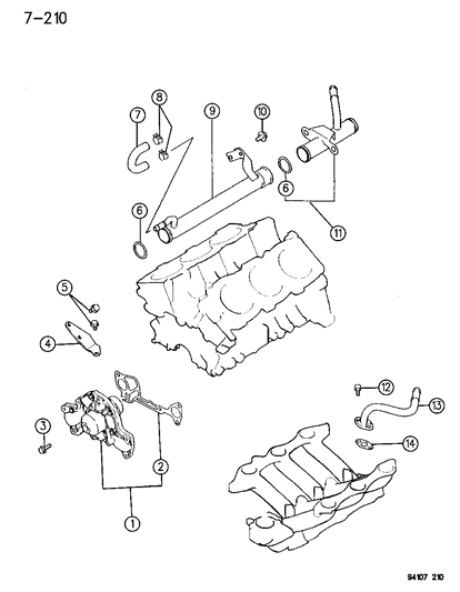 1994 Chrysler LeBaron Water Pump And Gasket Package Diagram for R972003MAC