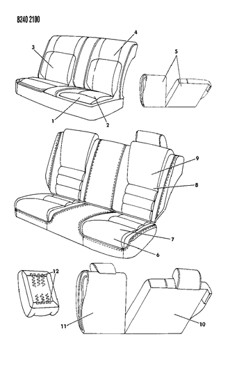 1988 Chrysler LeBaron GTS Rear Seat Diagram 2 - Thumbnail
