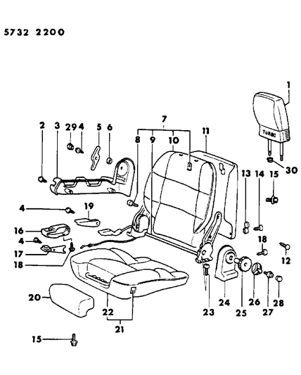 1985 Dodge Conquest Front Seat - High Back Bucket Diagram 3 - Thumbnail