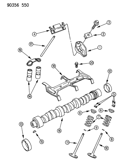 1992 Dodge Ram Wagon Camshaft & Valves Diagram 1 - Thumbnail