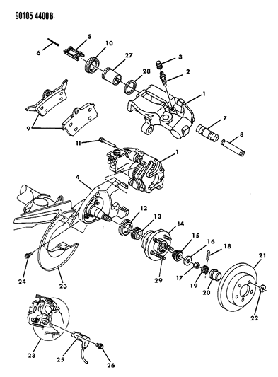 1990 Chrysler New Yorker Base Model Brakes, Rear Disc Diagram 2 - Thumbnail