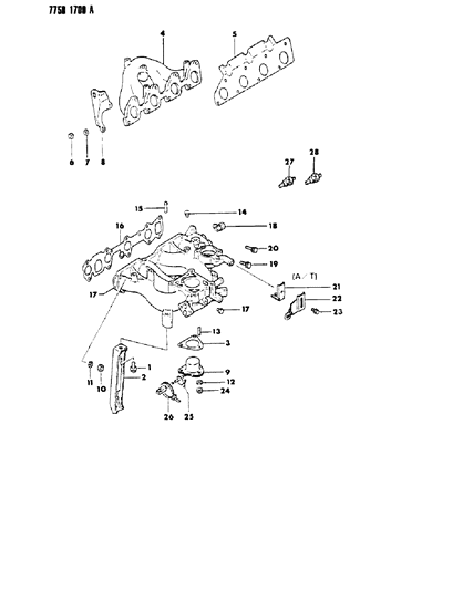1987 Dodge Colt Manifold - Intake & Exhaust Diagram 1 - Thumbnail