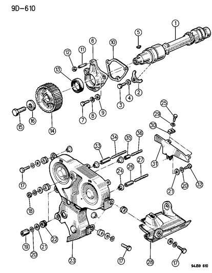 1994 Jeep Cherokee Timing Cover & Intermediate Shaft Diagram 1 - Thumbnail