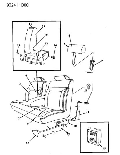 1993 Dodge Dynasty Front Seat Diagram 1 - Thumbnail