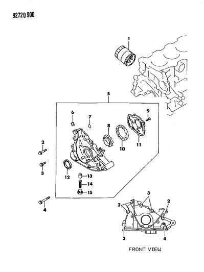 1994 Dodge Colt Oil Pump & Oil Filter Diagram 1 - Thumbnail