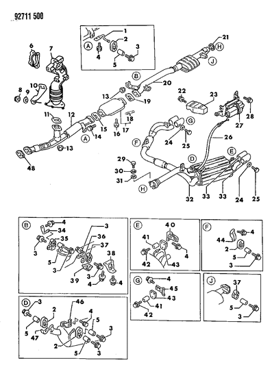 1993 Dodge Stealth Exhaust System Diagram 1 - Thumbnail