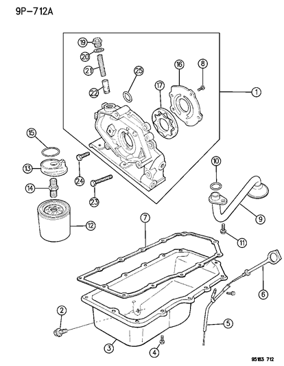 1995 Dodge Neon Engine Oiling Diagram 1 - Thumbnail