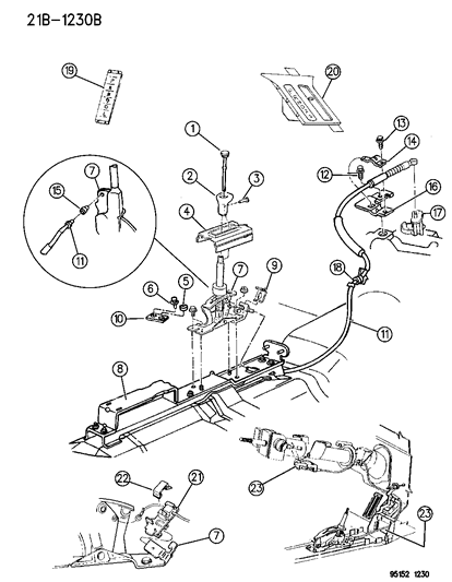1995 Chrysler Cirrus Controls , Gearshift , Floor Shaft Diagram 1 - Thumbnail