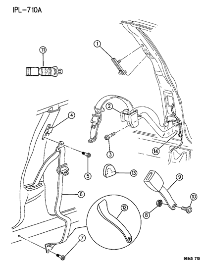 1996 Dodge Neon Lap & Shoulder Belt Diagram for PM11SF6