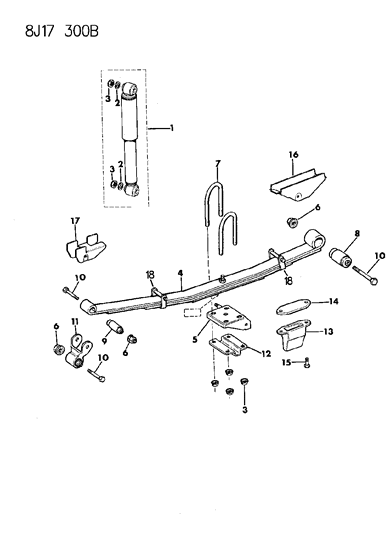 1990 Jeep Comanche U - Bolt, Rear Diagram for 52002886