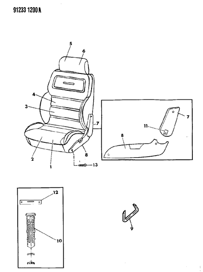 1991 Chrysler LeBaron GTC Front Seat Diagram 3 - Thumbnail