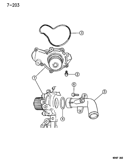 1995 Dodge Neon Water Pump & Related Parts Diagram 1 - Thumbnail