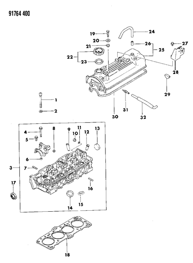 1991 Dodge Ram 50 Cylinder Head & Cover Diagram 1 - Thumbnail