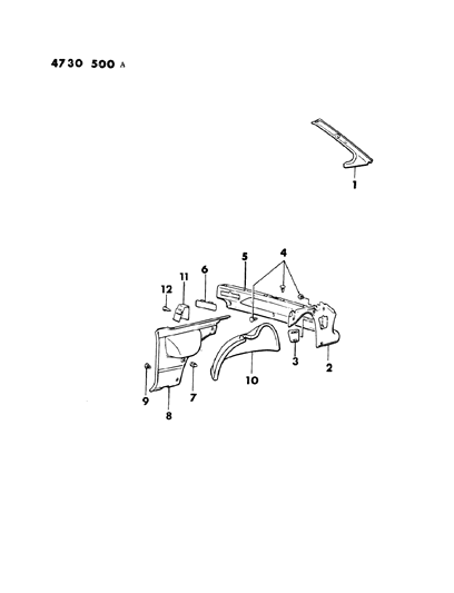 1984 Dodge Colt Panel Quarter Trim Diagram 1 - Thumbnail