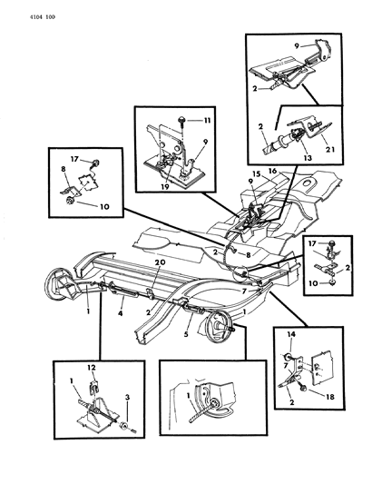 1984 Dodge Rampage Lever & Cables, Parking Brake Diagram 1 - Thumbnail