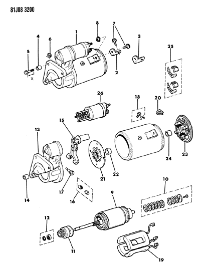 1986 Jeep Comanche Starter & Mounting Diagram 1 - Thumbnail